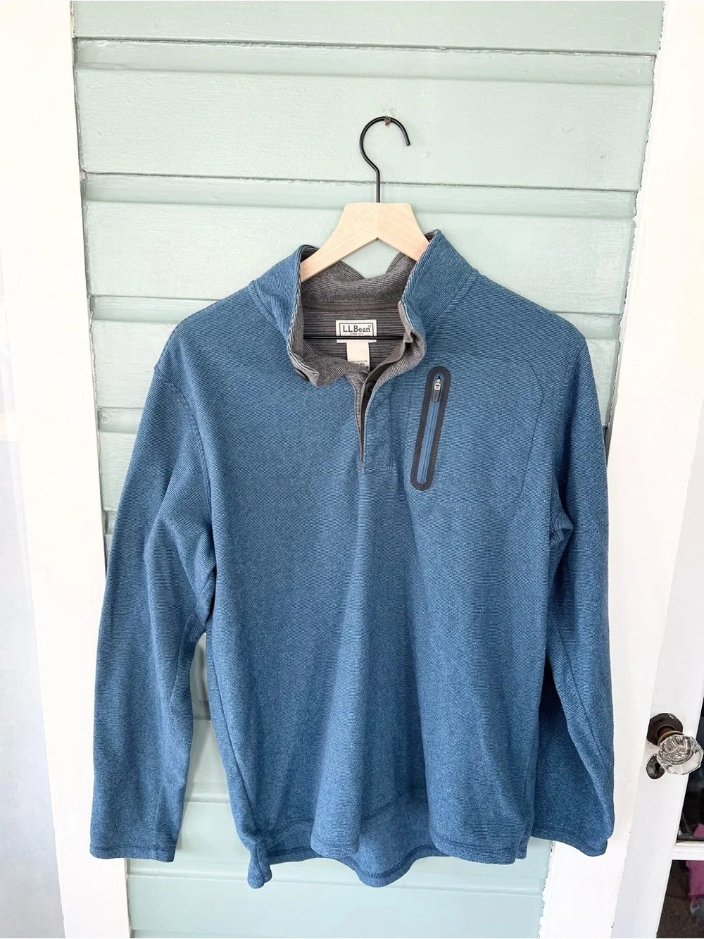 LL bean mens blue pullover quarter button fall gorpcore normcore medium